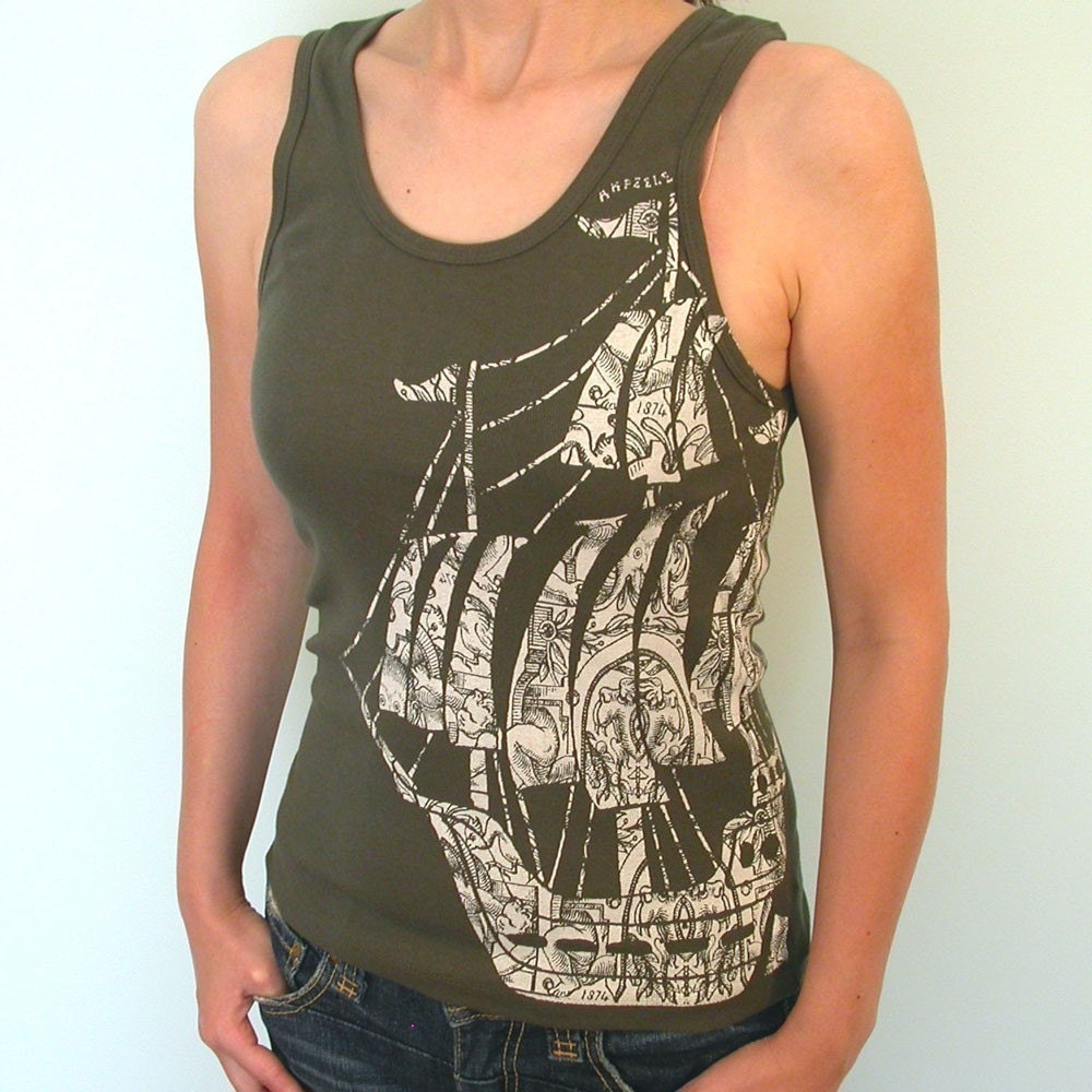 Vintage Yacht sailing ship Tank  only XL and XXL