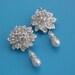 Rhinestone Drop Pearl Earrings, Crystal Flower Petal Pearl Earrings, RUBY