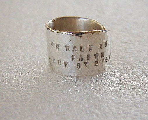 Silver Butter Knife Ring Hammered Stamped Bible Verse or Your Choice Stamping