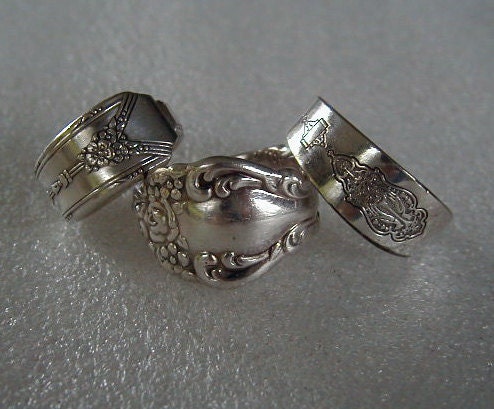 Silver Spoon Rings 3 Recycled Spoon Rings Discounted You Pick Sizes