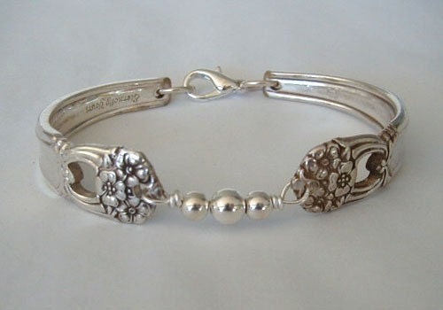 Spoon Bracelet Recycled Silverware Jewelry Sterling Beads Eternally Yours Made to Order