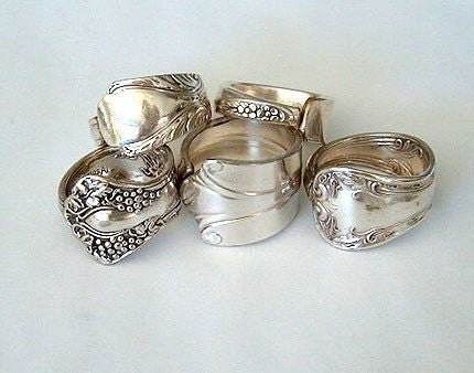 Five Silver Spoon Jewelry Rings Discount Recycled Spoons You Pick Sizes