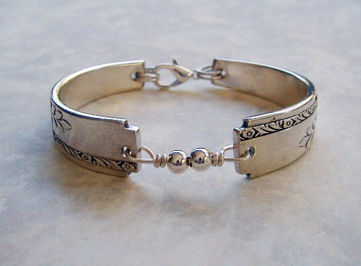 Silver Spoon Bracelet Recycled Silverware Jewelry Grenoble Sterling Beads Made to Order