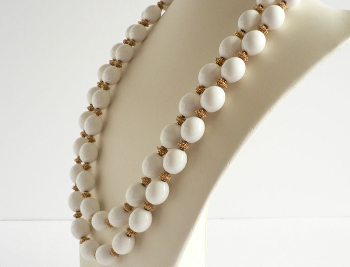 Vintage Long White Tirfari Necklace