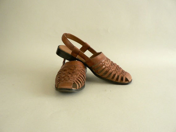 Women's Woven Huarache Leather Sandals Size 10M by Etsplace