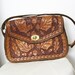 Vintage 1960s CARAMEL ACORNS Etched Leather Purse