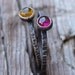 Candy Drops - Gemstone Stacking Set of 4 rings - Rustic - Blackened - Textured Dainty Bands - Citrine Black Onyx Garnet Iolite