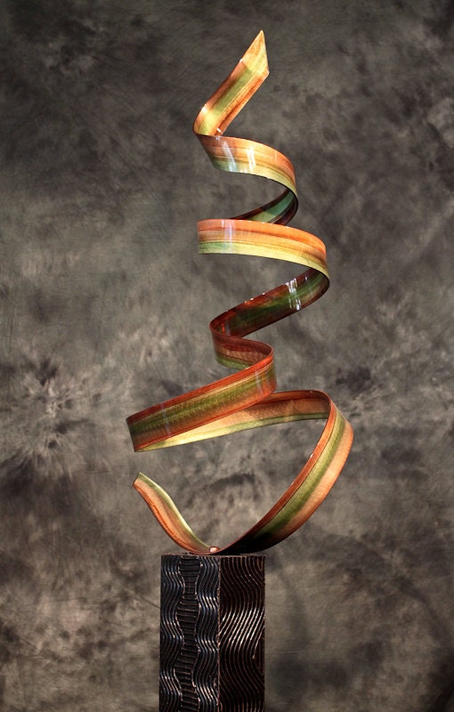 Modern Abstract Metal Free Standing Garden Sculpture / Amber Twist 2 Patio Art By Jon Allen