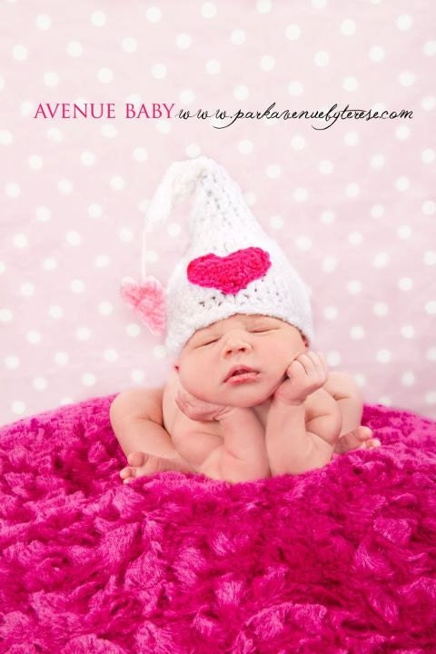 Knotty Noggins - custom made valentine heart hat - custom crochet hat - choose your size up to 12 months