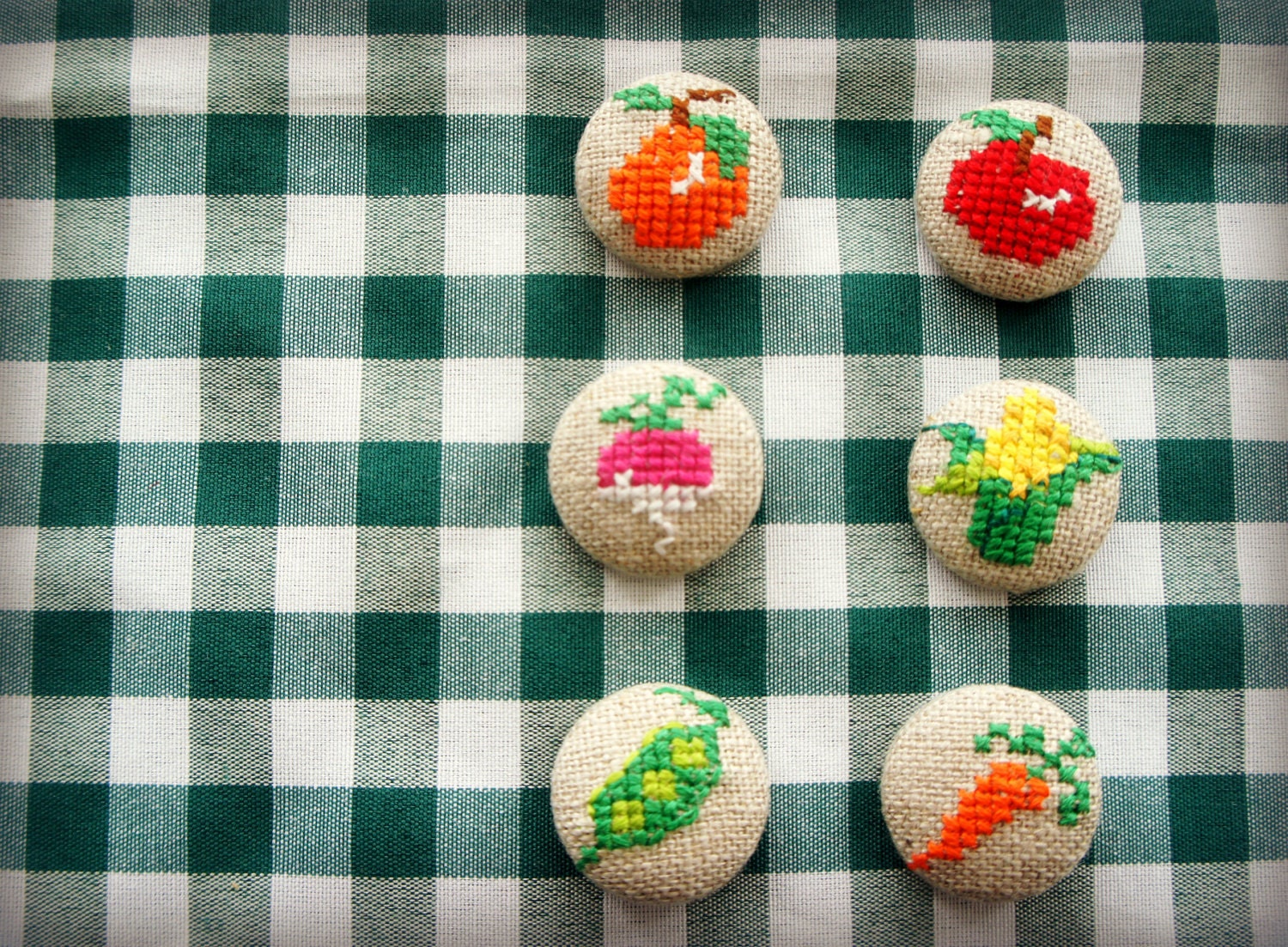 Custom Order for Kalli - Veggies & Fruits - Embroidered Buttons