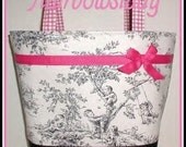 Black Pink Tote Diaper Bag Central Park Gingham Plaid White