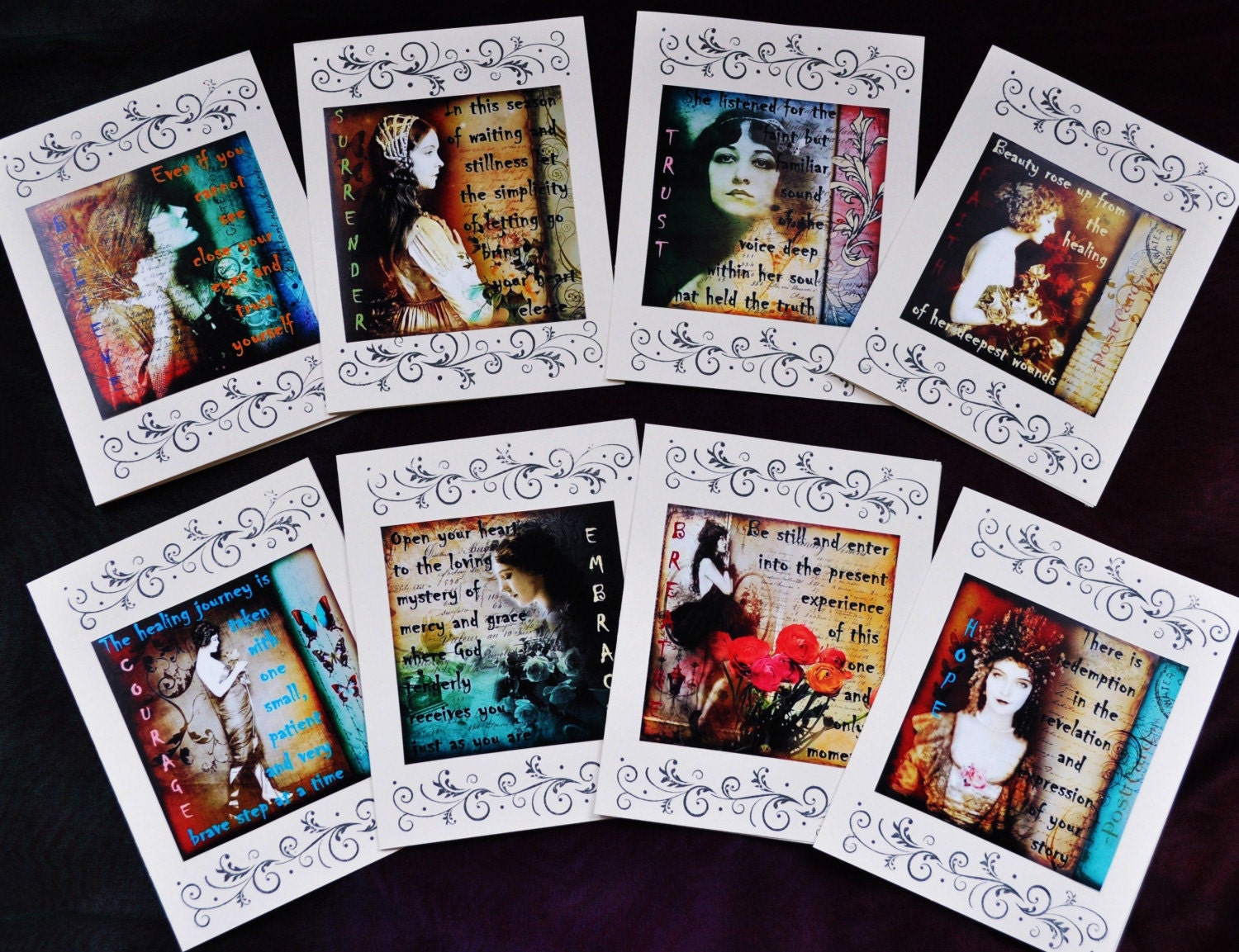 VINTAGE JOURNEY CARDS art therapy collage inspirational hope recovery abuse trauma survivors