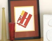 Letterpress Art Print, Wood Type Collage no. H, 8x10