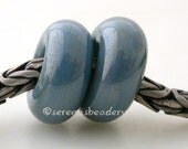 STERLING BLUE Pair European Charm Lampwork Glass Beads - TANERES sra
