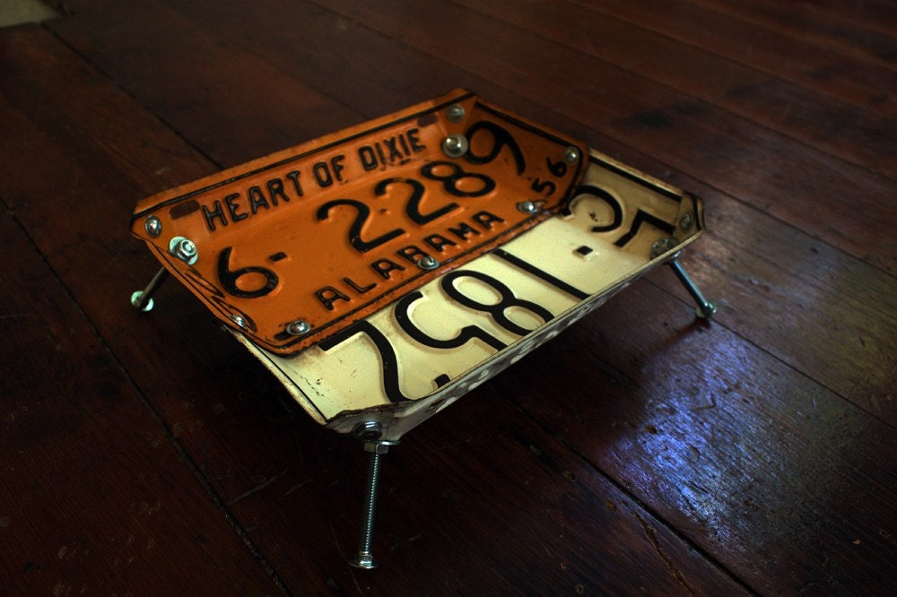 Vintage License Plate Bowl (Alabama 1956/Kansas 1961)