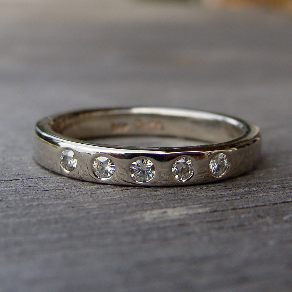 Moissanite and Recycled 14k White Gold Ring, Made to Order