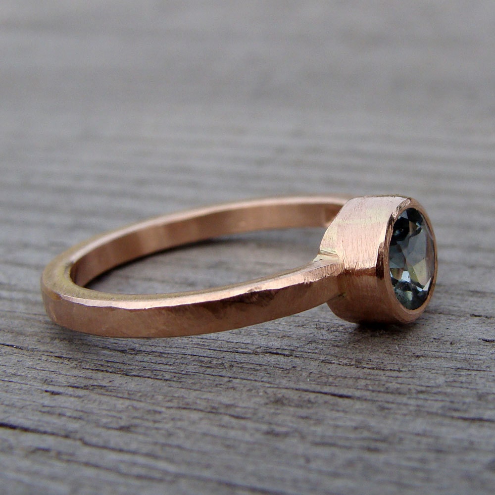 Fair Trade Malawi Sapphire and Recycled 14k Rose Gold Ring, Made to Order - Engagement, Wedding, or Right Hand Ring - Diamond Alternative