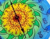 Sunflower Mandala Record Clock