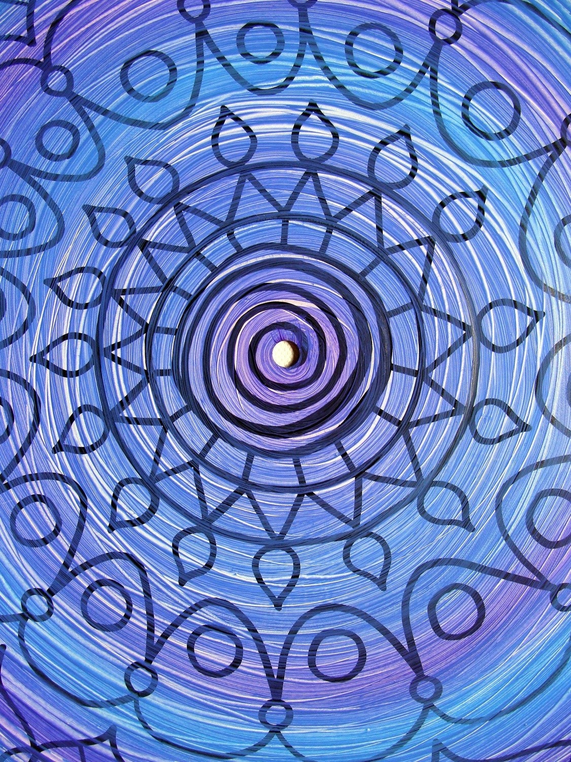 Galaxy Turntable Art. Mandala Painting on Vinyl Record.