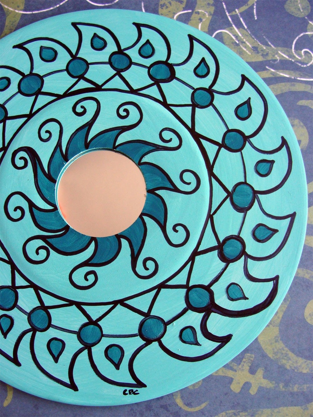 Lucite Feng Shui Mirror  -  made from recycled vinyl 45 rpm record - as seen on Good Morning America