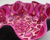 Pinkadelic Mandala Record Bowl - Trippy Psychedelic Pink - Geometric Design Hand Painted on Recycled Vinyl Record