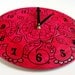 Fuchsia Red Mandala Record Clock - Geometric Design