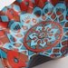Hawaiian Wedding Mandala Record Bowl - Tribal Inspired Geometric Mandala in Turquoise / Teal / Aqua and Brown
