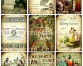 SToRYTiMe CoLLeCTioN 9 Birds Circus Elephant Baby atc backgrounds antique vintage paper digital collage sheet hang tags scrapbooking s2