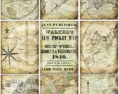 SaLVaGeD MaPs DiGiTaL CoLLaGe SHeeT atc backgrounds antique vintage ephemera paper scrapbooking supplies