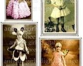 Vintage Children Digital Download collage sheet INSTANT printable download fairy girls butterfly wings antique photographs