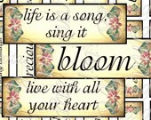 1 x 3 inch inspirational words quotes vintage images digital collage sheet glass microscope slide soldered pendant scrapbooking sh.09