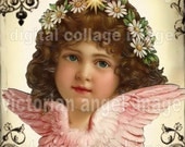 ViCToRiaN aNGeL PiNK WiNGs digital collage image download sheet altered art scrapbooking handmade greeting cards hang tags paper supplies vintage antique scrollwork stamping ephemera
