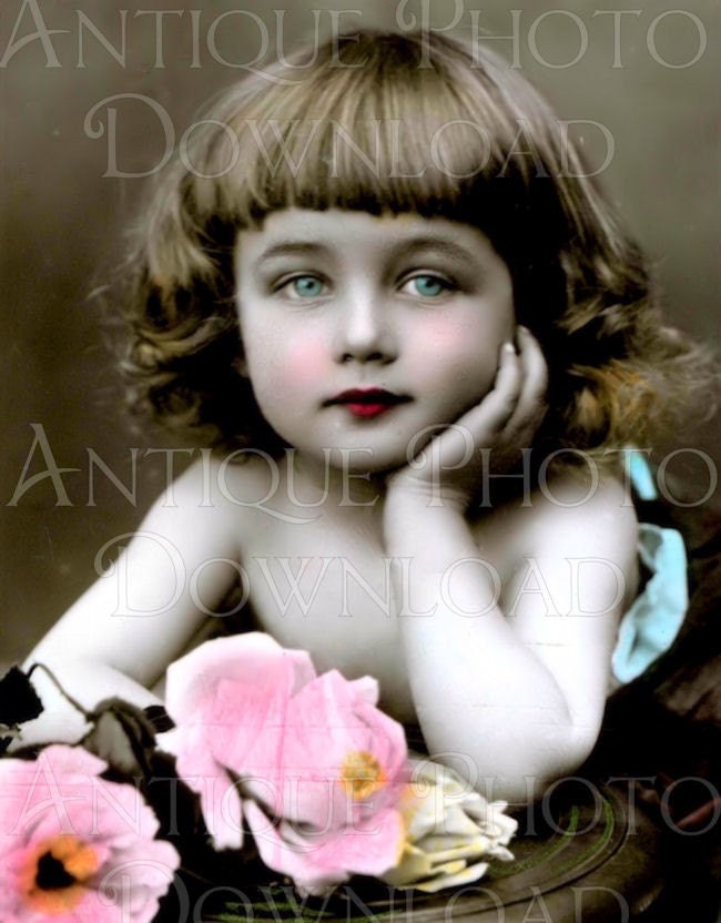 antique PHoToGRaPH little girl child digital download scan image sheet collage atc vintage scrapbooking journals paper craft supplies no.13