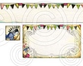RoYaL CRoWNeD BLue BiRD CeLeBRaTioN etsy shop banner avatar thank you printable custom business cards digital collage sheet