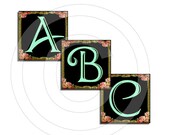 Digital Collage Sheet Printable Download Graphics ViNTaGe 2 x 2 inch squares alphabet letters monogram paper craft supplies scrapbook labels