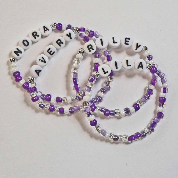 Light Purple Lavender Name Bracelet Personalized by stargazinglily