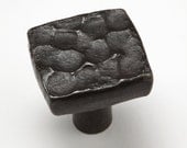 1" Hammered Square Knob 0417 - Wrought Iron Cabinet Hardware