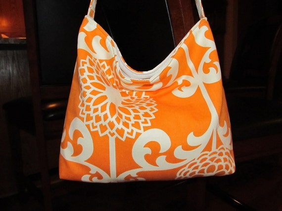 Orange and White Slouch Bag