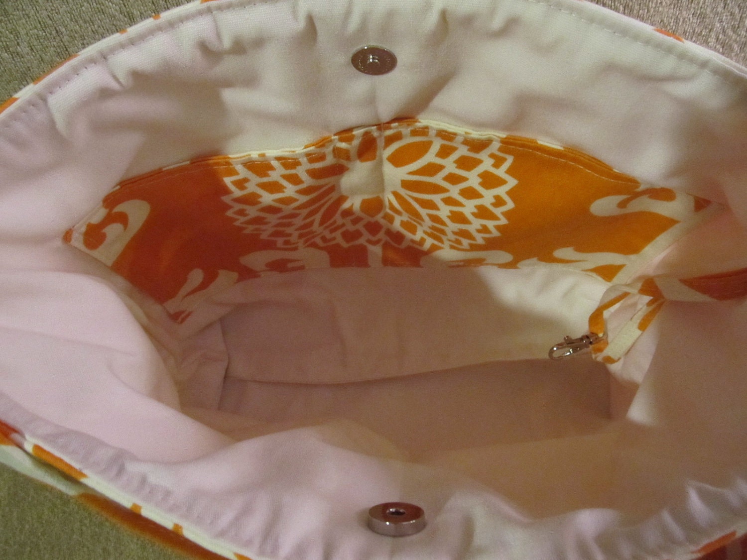 Orange and White Slouch Bag
