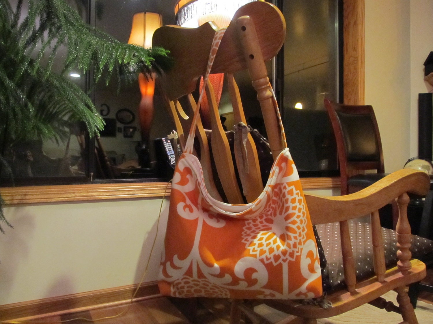 Orange and White Slouch Bag