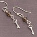 Key and Quartz Sterling Silver Dangle Earrings