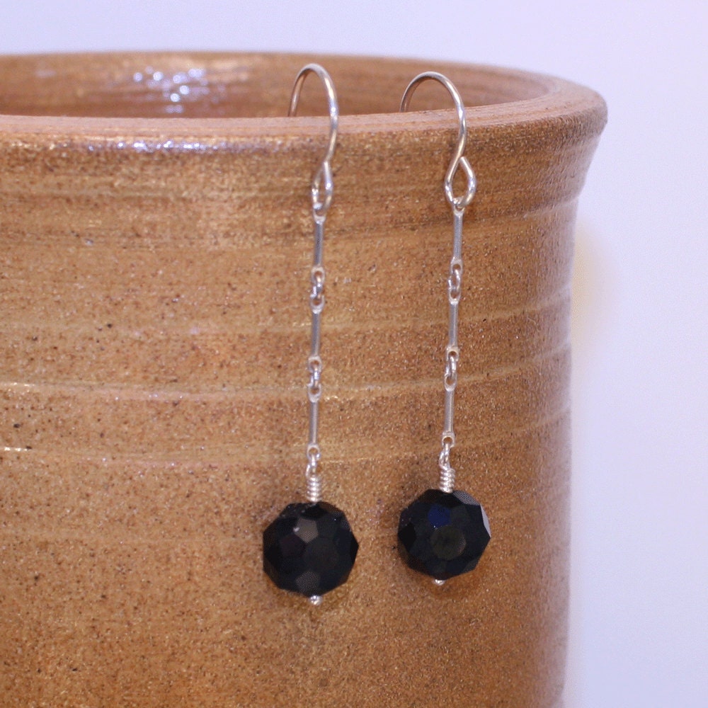 Dangle Earrings Navy Crystal and Sterling Silver Midnight Velvet Drop Earrings