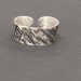 Toe Ring Cross Hatch Silver Sterling Adjustable Cuff Style Linen Texture Toering
