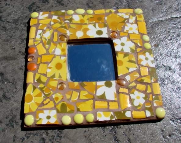 Mosaic Tile Retro Plate Mirror Sunrise on the Sufferbus 