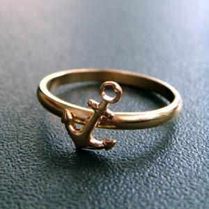 ahoy . silver . anchor stacking  ring . size 8