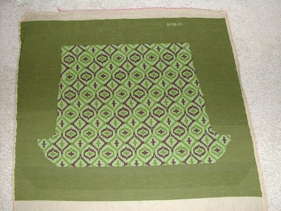 Needlepoint Chair Seat Cushion Cover Green by TammisTreasures