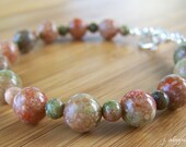 Natural Autumn Jasper Epidot Beaded Bracelet