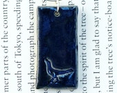 Navy Blue Bird Ceramic  Pendant with Necklace