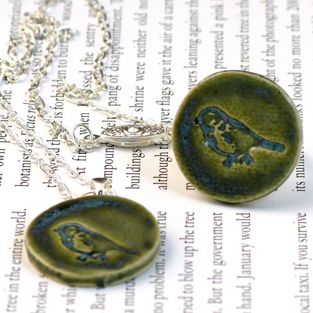 Little Bird Ceramic Necklace and Ring set