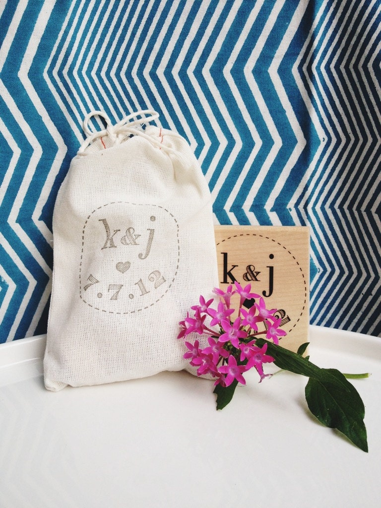Personalized Treat Bag Wedding Stamp- Favors, Buffets, Packaging